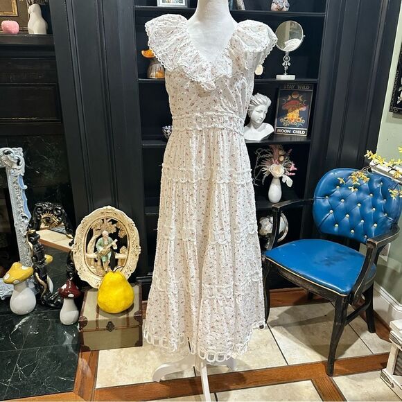 Just Me Tiered Midi Dress with Frill Neckline – Size M – Like New - Picture 2 of 15